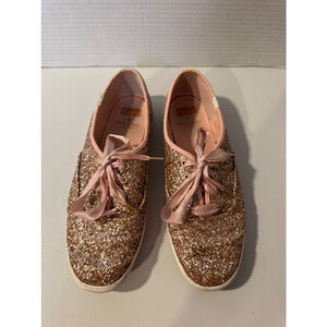 Kate Spade Keds Rose Gold Glitter Sneakers, Size 9